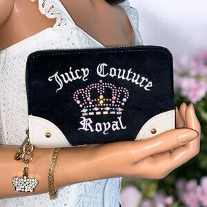 Juicy Couture Kingdom Iridescent Crystal Logo Double Zip Around Medium Wallet